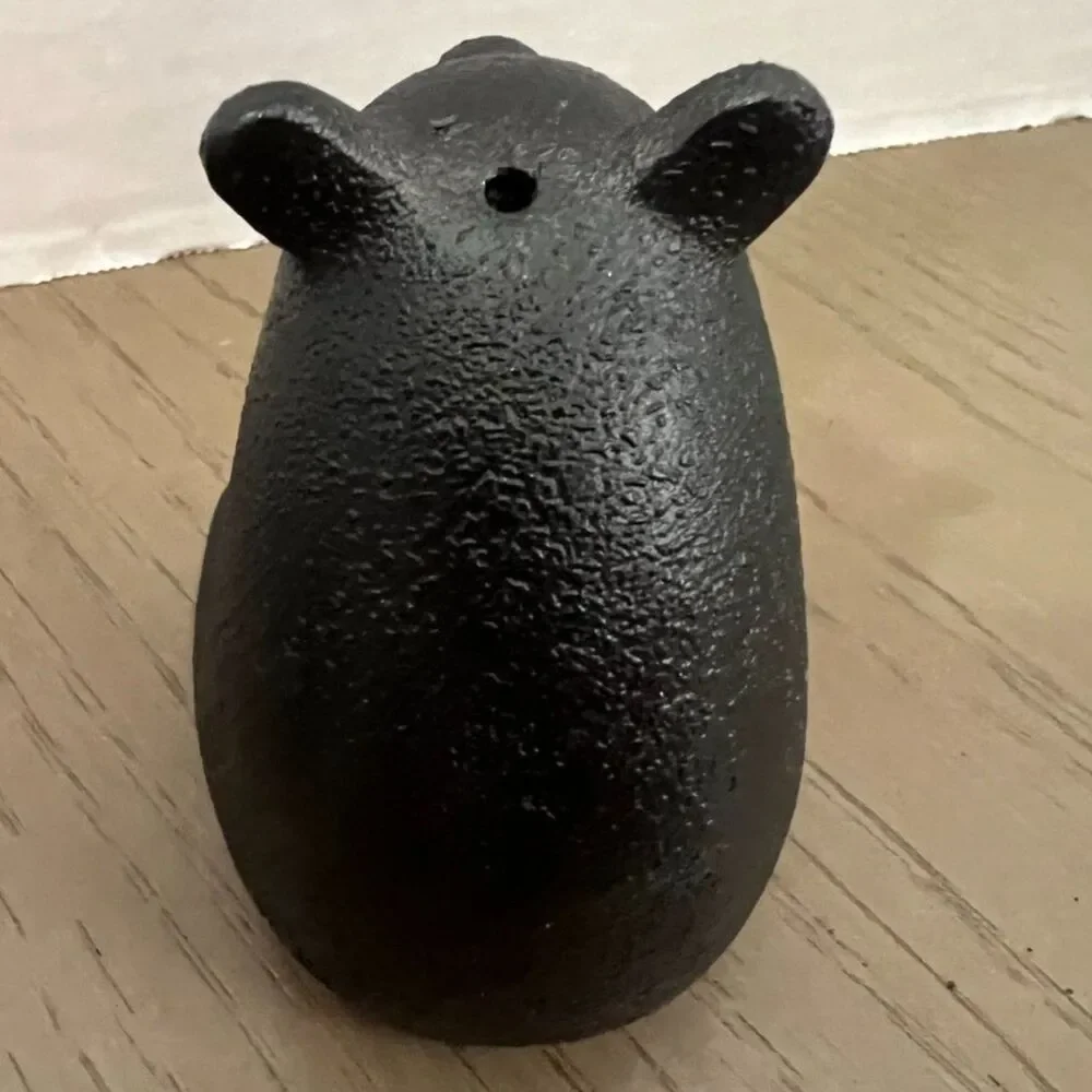 West Elm Bear Salt & Pepper Shakers Cast Iron & Wood New